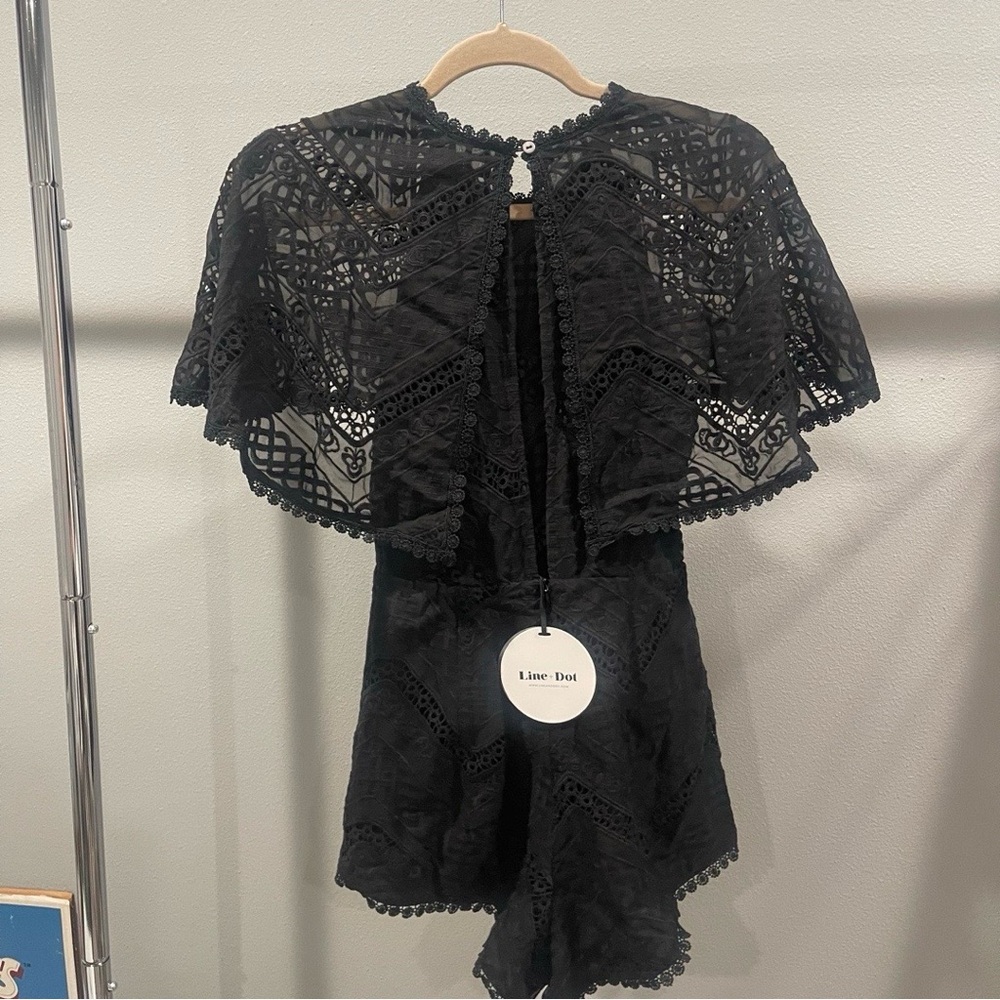 Line & Dot Black Lace Romper Size XS - Picture 2 of 3